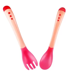 Talheres para Bebê Infantil com sensor temperatura Colher e Garfo em Silicone