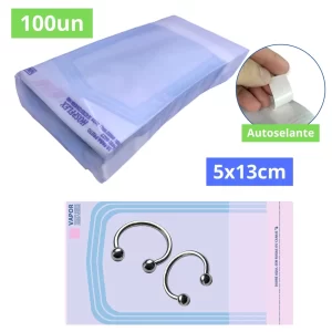 Envelope Esterilização em Autoclave Piercing Limas Brocas Brincos 5x13 100 Unidades