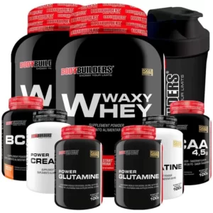 Kit 2x Waxy Whey 900g + 2x BCAA + 2x Creatina 100g + 2x Glutamina 100g + Coqueteleira - Bodybuilders