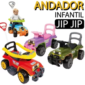 Carrinho de Passeio Infantil Jip Jip Com Empurrador Bebe Andador Jipe Totoka