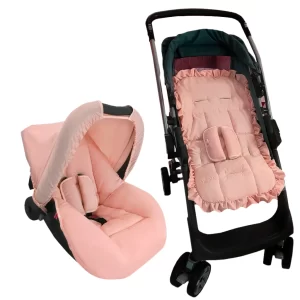 Capa de Carrinho e Capa Bebe Conforto Com Protetores de Cinto e Capota