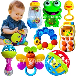 Kit Brinquedos Para Bebê Menino Menina Chocalho Mordedor Silicone Macio Bebe Sensorial Móbile Buba