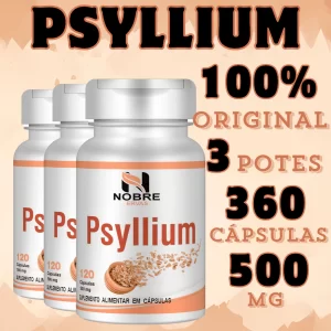 Psyllium fibra solúvel  legitimo regula intestino - 100% puro 120 cápsulas 500 mg