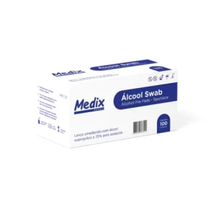 Álcool Swabs 70% Lenços CX C/100UNI - MEDIX