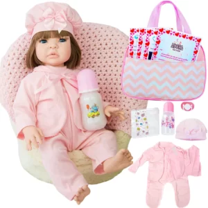 Boneca Bebê Reborn Silicone Realista Pode Dar Banho Com Bolsa Maternidade