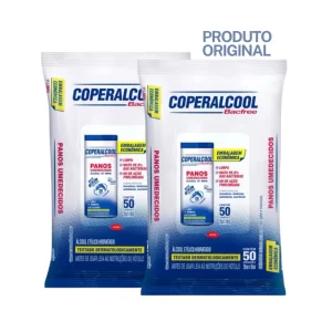 Kit 2x Refil Lenços Panos Umedecidos Álcool Coperalcool 50 Unidades