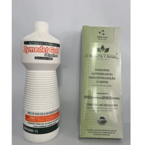 Kit Detergente Enzimático 1L + 100 Envelopes 9x26cm para Esterilização