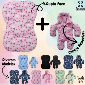 Kit Capa para carrinho + redutor de corpo para bebê conforto tam universal Galzerano Cosco Burigotto