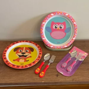 Kit Introdução Alimentar - Prato + Conjunto de Talher - Bebê Criança Várias Opções - Inox Plástico Termo Sensível