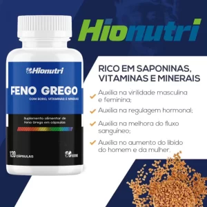 Feno Grego 120 Cápsulas 500mg Aumento muscular e Níveis Testosteronax