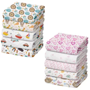 Pacote com 5 Fraldas de Pano de Luxo Marca Minasrey Estampada para Bebês e Recém-Nascidos - 70x70cm - 100% Algodão Duplo