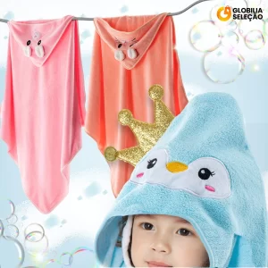 Toalha De Banho Bebê Capuz Roupão Infantil Recém Nascido Criança Bichinho Bordado Absorvente 78*78CM  FTB0031