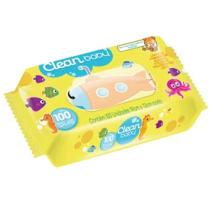 Lenços Umedecidos Clean Baby com 100 unidades toalhas umedecidas sem alcool higiene bebê