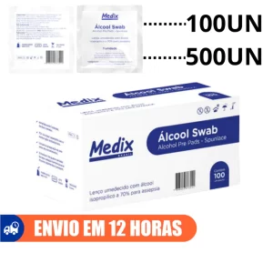 Álcool Swab 70% Saches Lenços Umedecidos 100un 500un Medix