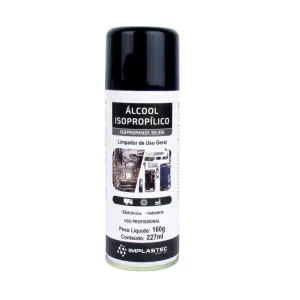Alcool Isopropilico 99,8% Spray Aerossol 160g 227ml Implastec
