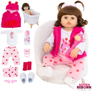 Boneca Reborn Bebê Girafinha Luxo Original Realista de Silicone Menina Pode Dar Banho Envio Imediato