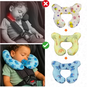 Almofada de Pescoço Bebe Conforto fofinha Apoio de Cabeça 100%Algodão