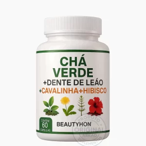 Chá Verde + Dente de Leão + Cavalinha + Hibisco 500mg 60 / 90 / 120 Cápsulas - Suplemento Alimentar Natural