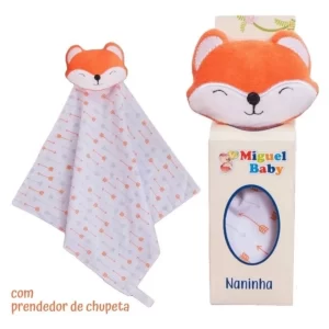 Naninha com Carinha Bichinho/Porta Chupeta bebê Pelúcia Toque Suave Soft