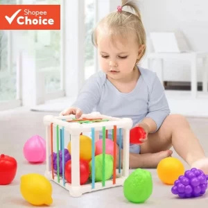 Montessori Bebê Brinquedo Sensorial Forma Classificador Cubo Com Brinquedos De Frutas Para Crianças Presente De Natal
