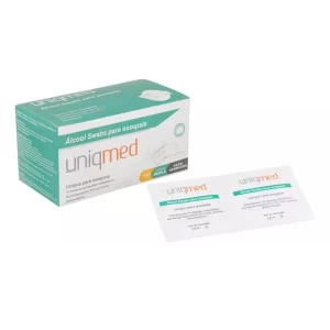 Álcool Swab 70% Saches Lenços Umedecidos Uniqmed 100 unidades