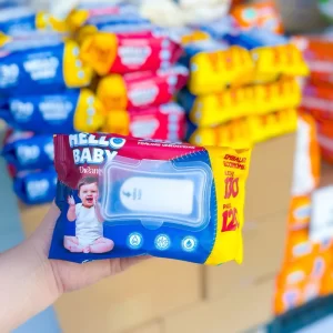 Caixa Kit 390 Lenços/Toalhas Umedecida Kit Higiene bebê Promoção HELLO BABY