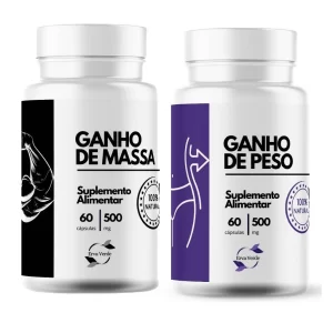Kit Ganho de Peso e Massa - 2 Frascos com 60 Cápsulas Cada - Suplementos Natural