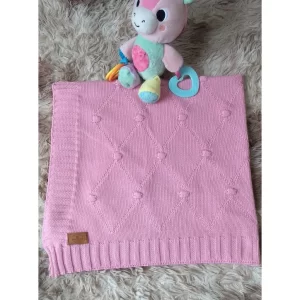 Manta Bebê De Tricô Cobertor Saida Maternidade Pipoquinhas