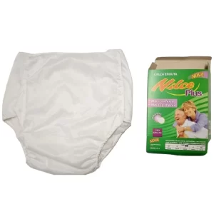 Calça Plástica Geriátrica Forro Duplo Uso Adulto Incontinência