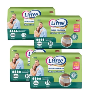 KIT 4 Fraldas Adulto Tamanho G/XG Lifree Super Conforto
