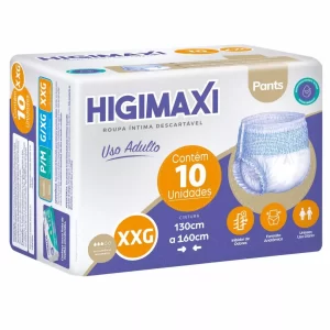Roupa Íntima Geriátrica Confortável Fralda Geriátrica XXG Higimaxi Pants com 10 Unidades
