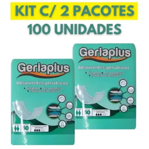Kit 2 Pacotes  Absorvente Geriátrico Unissex Geriaplus - 50 Unidade Cada -Total 100 Unidade