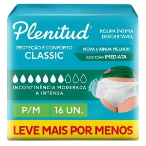 Plenitud Roupa Íntima Classic para Incontinência P/M-16 un