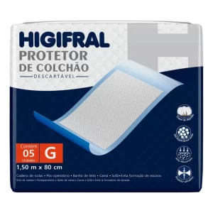 Protetor de Colchão Higifral Descartável Tam G 80X150cm - 5 unidades