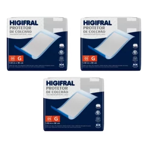 Protetor De Colchão Lençol Descartável Geriatrico Higifral G Kit 3 unidades