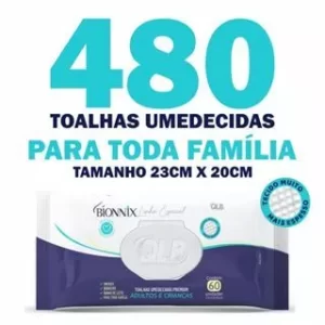 Kit com 8  de toalhas umedecidas adulto  Bionnix