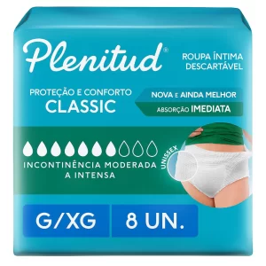 Roupa Íntima Plenitud Classic Tamanho G/XG 8 Unidades