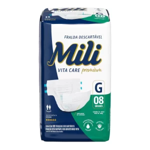 Fralda Geriátrica Mili Vita Care Premium Tamanho G com 8 Unidades