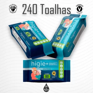 Kit com 03 Pacotes de Toalhas Umedecidas Geriátricas 20x23 Premium