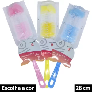 Escova Mamadeira Copo Garrafa Limpar Com Esponja Várias Cores Pronta Entrega