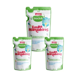 Limpa Mamadeiras Detergente Orgânico E Vegano Refil Kit 3 Bioclub