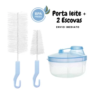 Kit 2 Escovas Para Lavagem + 1 Porta Leite c/ Divisórias