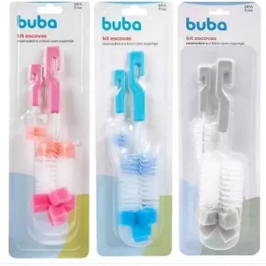 Kit para Limpeza de Mamadeiras Escovas com Esponja Buba
