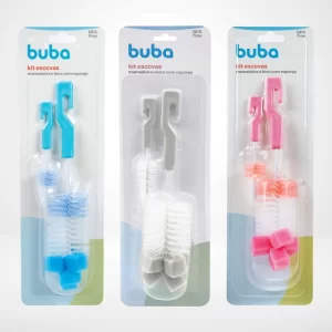 Kit Escova para Mamadeira Bico e Garrafa com Esponja - Buba