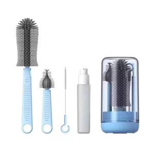 Kit Escova Silicone Portátil Para Limpeza De Mamadeira Copo