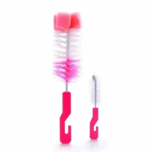 Escova Lava Copo EM3893, Nylon + Esponja + Plástico, Para Limpeza de Mamadeiras e Bicos