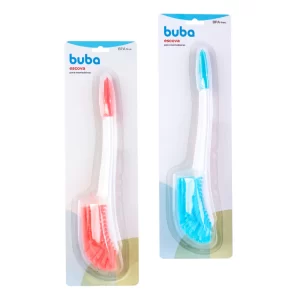 Escova de Lavar Mamadeira E Copos BUBA Higiene Bebê C/ Limpa Bico Menino Menina