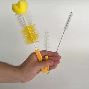 Kit Três Escovas de Limpeza Para Mamadeiras Bicos Chupetas Garrafas Tampas e Utensílios de Cozinha