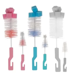 Kit de Escovas para Lavar Mamadeira Higienizadoras com Esponja e Bico Cerdas Resistentes Buba