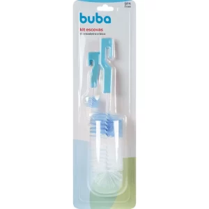 Kit Escovas Para Mamadeira e Bico Azul 5412 Buba